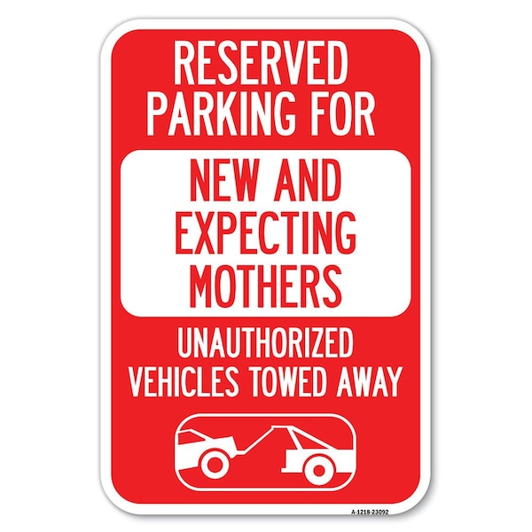 Signmission Reserved Parking for New and Expecting M Heavy-Gauge Aluminum Sign, 18" L, 12" H, A-1218-23092 A-1218-23092 - main